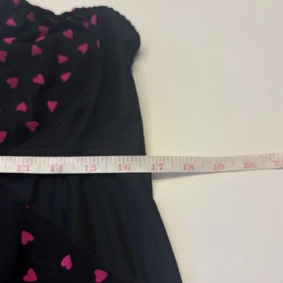 Torrid Black Mesh Flocked French Pink Hearts Babydoll Lingerie Chemise Size 2 2X - Picture 8 of 9